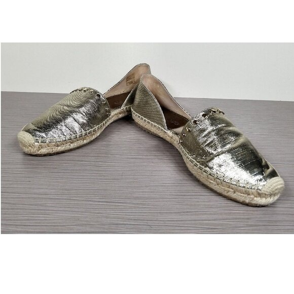 Jimmy Choo Dreya Studded d'Orsay Espadrille Flat, Gold, Womens Size 6.5 / 36.5 - Picture 5 of 11